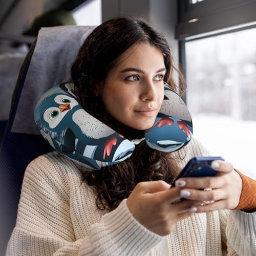 Travel Pillow Five Cute Penguins Neck Rest Soft Comfortable Travel Neck Pillow U-Shaped Memory Foam Sleeping Rest Cushion Travel Accessories for Airplane Car and Office - Image 6