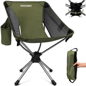 Camping Chairs, 360°Degree Swivel Folding Chairs for Adults, Lightweight Camping Chair Portable Chairs, Foldable Outdoor Chairs for Travel Camping Hiking Fishing Beach lawns（Green）