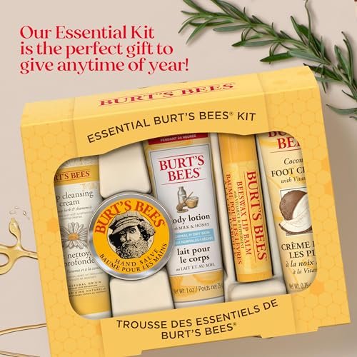 Burt's Bees Christmas Gifts, 5 Stocking Stuffers Products, Everyday Essentials Set - Original Beeswax Lip Balm, Deep Cleansing Cream, Hand Salve, Body Lotion & Coconut Foot Cream, Travel Size - Image 6