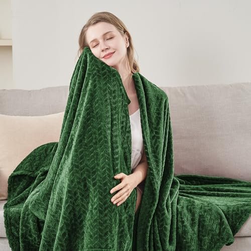 Inhand Fleece Throw Blankets, Super Soft Flannel Cozy Blankets for Adults, Washable Lightweight Blanket for Couch Sofa Bed Office, Warm Plush Blankets for All Season (50"×60", Green) - Image 4