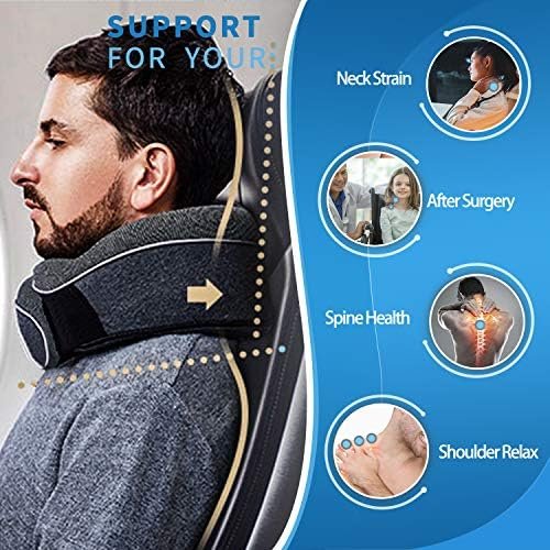 Travel Neck Pillow Chin Support Pillow Adjustable 100% Pure Memory Foam , New Ergonomic Design Soft Best Full Neck Surround Pillow Sleep for Home, Airplanes & Car (Black) - Image 3