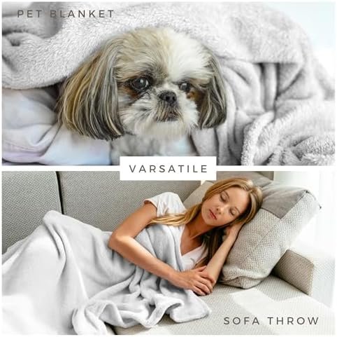 Soft Blanket - Lightweight Breathable Warm Cozy Plush Travel Blanket for Pets - Nimbus Cloud Grey - 30x40 Inches - Image 3
