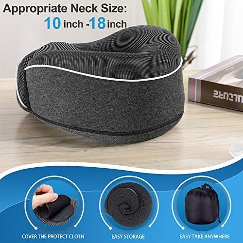 Travel Neck Pillow Chin Support Pillow Adjustable 100% Pure Memory Foam , New Ergonomic Design Soft Best Full Neck Surround Pillow Sleep for Home, Airplanes & Car (Black) - Image 7