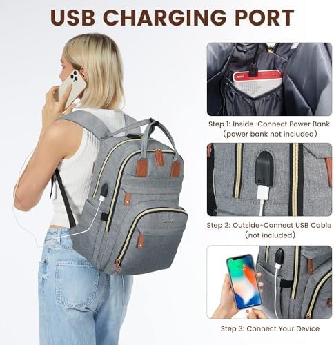 LOVEVOOK Laptop Backpack for Women & Men, Unisex Travel Anti-theft Work Bag, Business Computer College Backpacks Purse, Casual Hiking Outdoor Carry On Daypack with Lock, Fits 15.6 Inch Laptop, Grey - Image 7