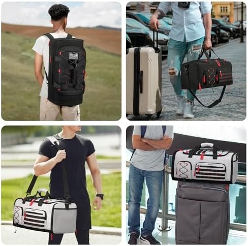 Bosstin Gym Bag for Men & Women, 45L Travel Duffle Sports Duffel Bag Gym Weekender Overnight Backpack with Shoe Compartment (Black) - Image 6