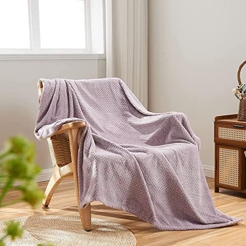 NEWCOSPLAY Super Soft Throw Blanket Light Purple Premium Silky Flannel Fleece Leaves Pattern Lightweight Bed Blanket All Season Use (Light Purple, Throw(50"x60")) - Image 2