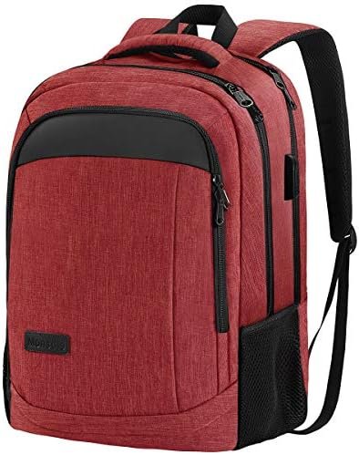 Monsdle Travel Laptop Backpack Anti Theft Backpacks with USB Charging Port, Travel Backpacks Business Work Bag 15.6 Inch College Computer Bag for Men Women, Red