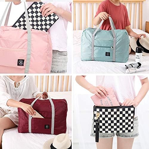 SITAKE 4 Pcs Foldable Travel Duffel Bag, Waterproof Lightweight Carry-on Bags, Suitable for Overnight, Holiday, Shopping, Weekends, Outing, Gym(Wine Red/Navy Blue/Sky Blue/Light Pink) - Image 7