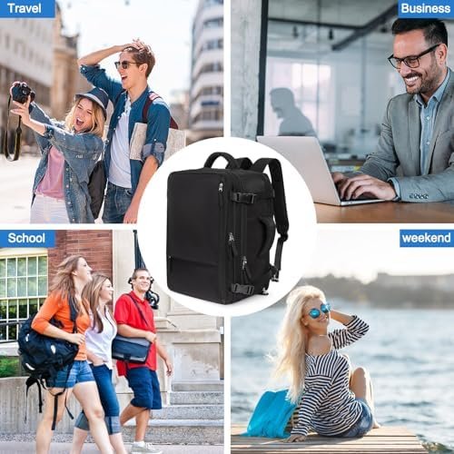 Hanples Travel Backpack for Women Men, Large Carry On Person Item Backpack Flight Approved, 17.3 In Laptop Bag, Waterproof anti theft Casual Hiking Bag (Black) - Image 7