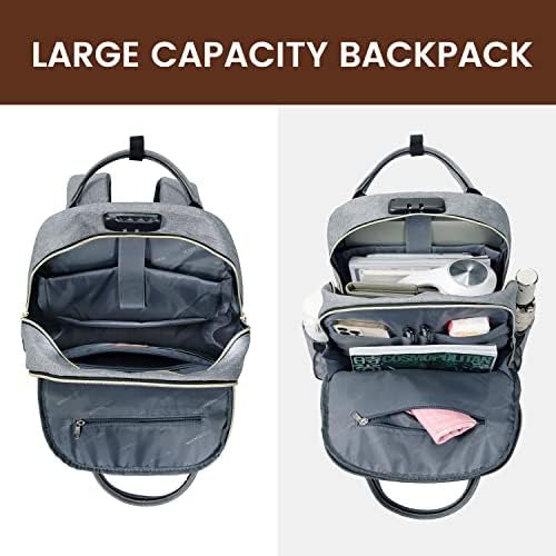 LOVEVOOK Laptop Backpack for Women & Men, Unisex Travel Anti-theft Work Bag, Business Computer College Backpacks Purse, Casual Hiking Outdoor Carry On Daypack with Lock, Fits 15.6 Inch Laptop, Grey - Image 2