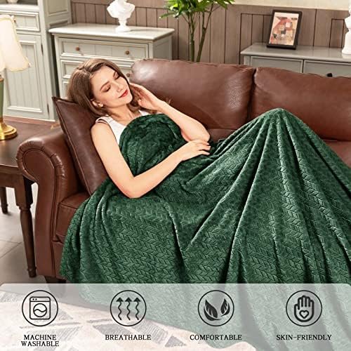 Inhand Fleece Throw Blankets, Super Soft Flannel Cozy Blankets for Adults, Washable Lightweight Blanket for Couch Sofa Bed Office, Warm Plush Blankets for All Season (50"×60", Green) - Image 5