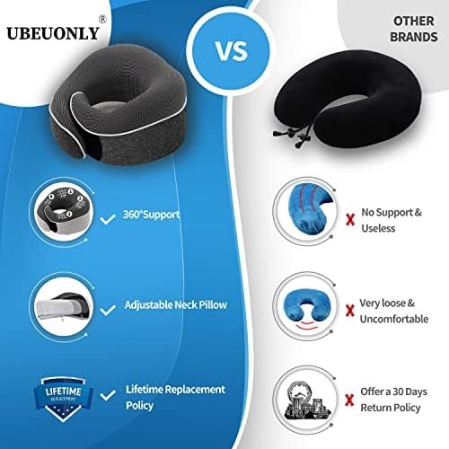 Travel Neck Pillow Chin Support Pillow Adjustable 100% Pure Memory Foam , New Ergonomic Design Soft Best Full Neck Surround Pillow Sleep for Home, Airplanes & Car (Black) - Image 2