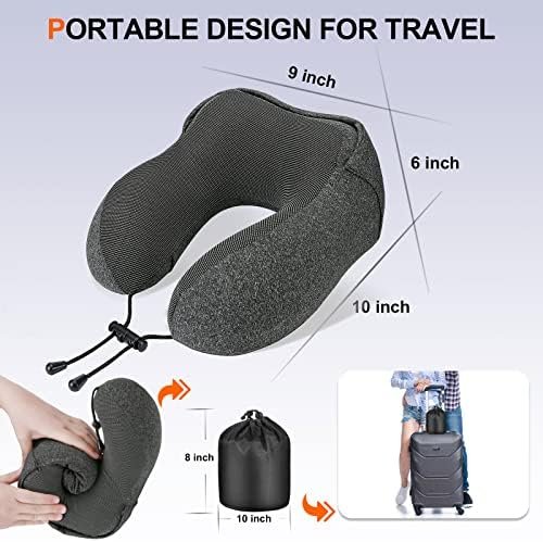Neck Pillow for Travel, Memory Foam Travel Pillow with Hood, Adult Airplane Pillow for Head Rest Neck Support, Portable Pillow for Office Cars Trains Long Flights Sleeping (Deep Grey) - Image 6