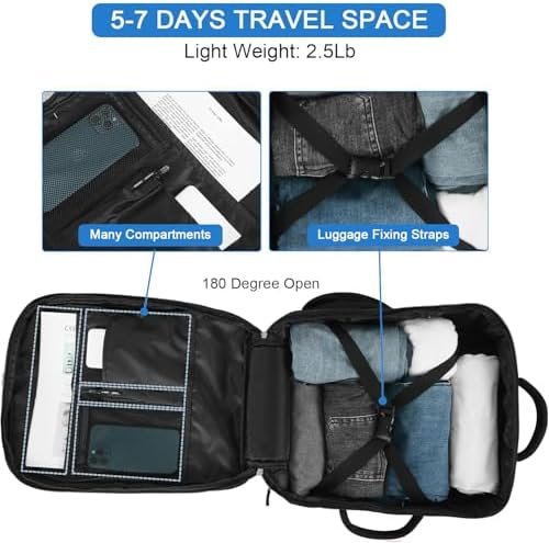 Hanples Travel Backpack for Women Men, Large Carry On Person Item Backpack Flight Approved, 17.3 In Laptop Bag, Waterproof anti theft Casual Hiking Bag (Black) - Image 8