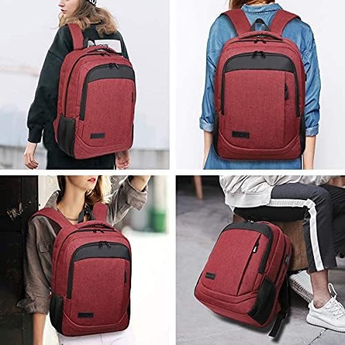Monsdle Travel Laptop Backpack Anti Theft Backpacks with USB Charging Port, Travel Backpacks Business Work Bag 15.6 Inch College Computer Bag for Men Women, Red - Image 2
