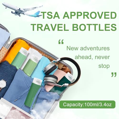 Travel Bottles for Toiletries, 3.4 oz Travel Bottles TSA Approved BPA Free Leak Proof Silicone Travel Toiletry Bottles Portable Travel Essentials for Shampoo Conditioner Lotion (4 Pack) - Image 4