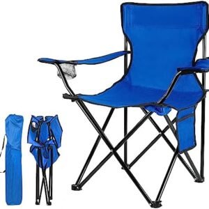 Damei century Portable Camping Chairs Enjoy The Outdoors with a Versatile Folding Chair, Sports Chair, Outdoor Chair & Lawn Chair, with Side Pockets Blue