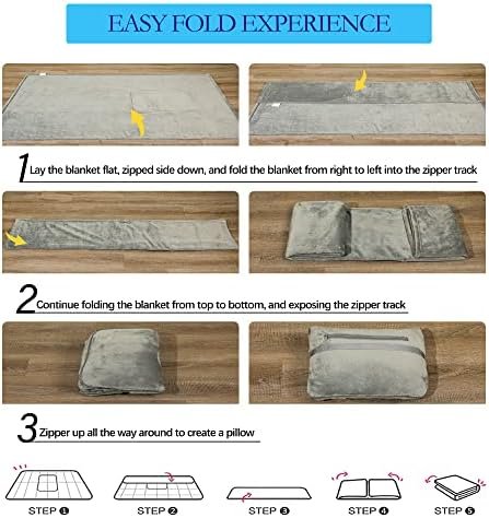 Travel Blanket and Pillow Set - Inflatable Travel Neck Pillow with Washable Soft Cover, Premium Soft Airplane Blanket with Built-in Bag, Zippered Pouch, and Hand Luggage Strap, 70" x 40" (Pink) - Image 8