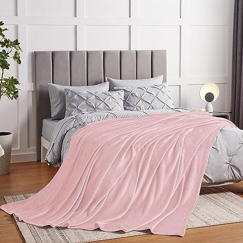 CozyLux Fleece Throw Blanket for Couch Pink- 300GSM Soft Lightweight Cozy Plush Fuzzy Microfiber Flannel Blankets for Travel Camping Chair and Sofa, 50x60 inches - Image 2