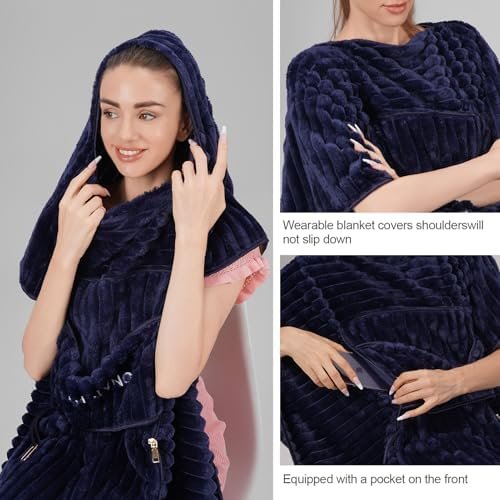 Travel Blanket Airplane Compact with Bag 2 in 1 Travel Blanket and Pillow Set Blanket for Airplane Airplane Travel Essentials Car Blankets for Adults ((Navy Blue) - Image 4