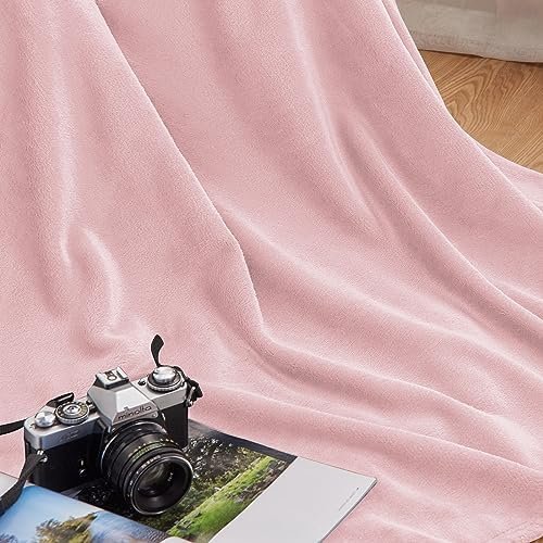 CozyLux Fleece Throw Blanket for Couch Pink- 300GSM Soft Lightweight Cozy Plush Fuzzy Microfiber Flannel Blankets for Travel Camping Chair and Sofa, 50x60 inches - Image 5