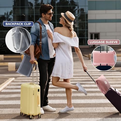 Travel Blanket Pillow with Pockets, Airplane Blanket Set, Plane Blanket Compact Packable, Flight Essentials Car Pillow - Travel Essentials Gift for Women and Men on Airplanes - Gray - Image 5