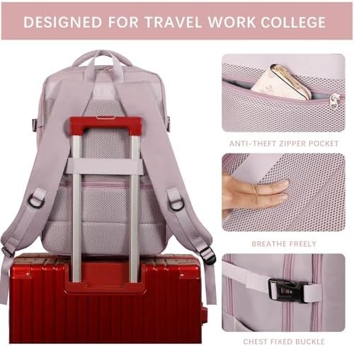 SHRRADOO Travel Laptop Backpack for Women, Casual Work Bag 17inch College High School Laptop Backpack Airline Approved Backpack Hiking Business Nurse Bag Casual Daypack for Weekender - Image 4