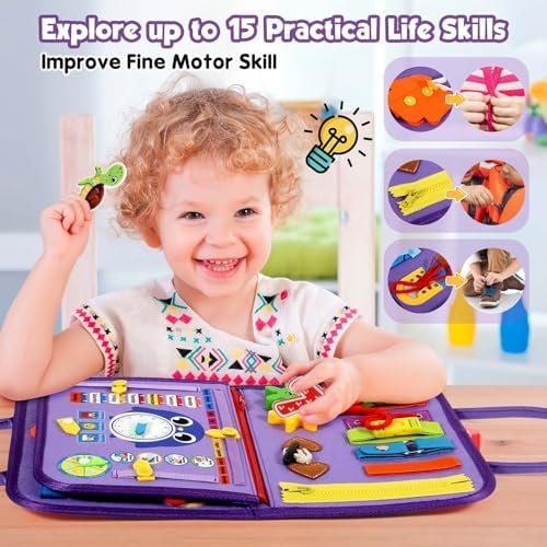 Busy Book for Toddlers 1-3 Year Old Girl Birthday Gift - Busy Board for Toddlers 2-4, Montessori Educational Learning Travel Activities Toys for Kids Ages 2-3 - Image 6