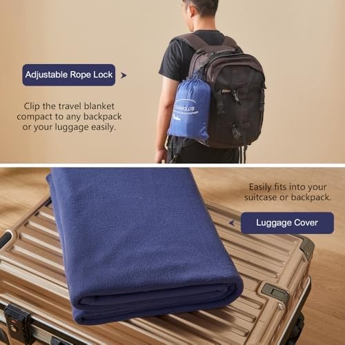 Travel Blanket for Airplane, Train and Car, Warm and Soft Travel Blanket and Pillow 2 in 1, Portable Compact Long Flight Blanket with Luggage Sleeve, Backpack Clip - Image 5