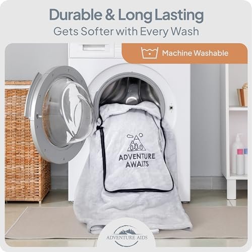 Travel Blanket & Pillow Set - Ultra Soft 2 in 1 Blanket with Cozy Hand & Feet Pouches Zip into Plush Pillows - Large Size Wraps You in Warmth on Airplanes - Luggage Sleeve & Backpack Clip (Gray) - Image 9