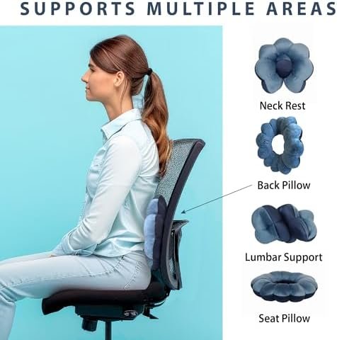 Total Pillow Donut Pillow for Airplane & Travel, Sleeping Neck Pillow, Microbead Comfortable Pillow for Neck, Head, Back, Lumbar & Pelvic Support, Twists to Many Positions - Blue - Image 3