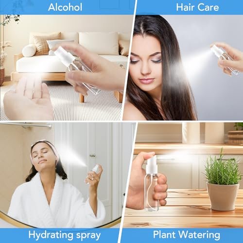 Spray Bottles, 2oz/50ml Clear Empty Fine Mist Plastic Mini Travel Bottle Set, Small Refillable Liquid Containers with 2pcs Funnels and 24pcs Labels (6 Pack) - Image 6