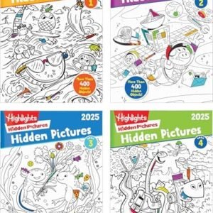 Highlights Hidden Pictures 2025 Activity Books for Kids Ages 6 and Up, 4-Book Set of Travel-Friendly Screen Free Seek and Find Fun, Books Double as Coloring Books