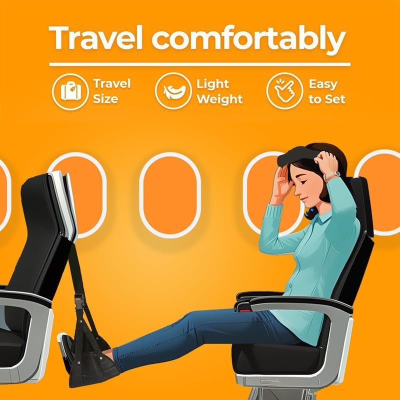 Foot Hammock for Plane Travel Accessories,Comfortable and Portable Airplane Foot Hammock,with Eye Mask and Earplugs,- Airplane Travel Essentials to Relax Your Feet,Best Gifts for People Who Travel - Image 2