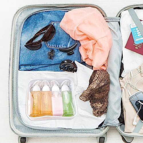 Travel Bottles Travel Accessories Toiletries 4 Pack 3.7oz/110ml Travel Shampoo And Conditioner Bottles Empty Plastic Pump Bottle Dispenser Travel Size containers travel essentials - Image 5