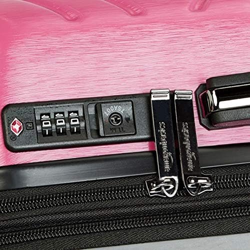 Amazon Basics Carry On Luggage with Wheels, Expandable 21.7-inch Geometric Travel Suitcase, TSA Lock - Pink - Image 3