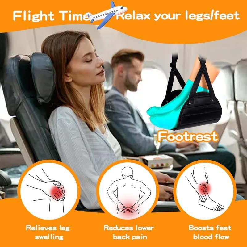 Foot Hammock for Plane Travel Accessories,Comfortable and Portable Airplane Foot Hammock,with Eye Mask and Earplugs,- Airplane Travel Essentials to Relax Your Feet,Best Gifts for People Who Travel - Image 3